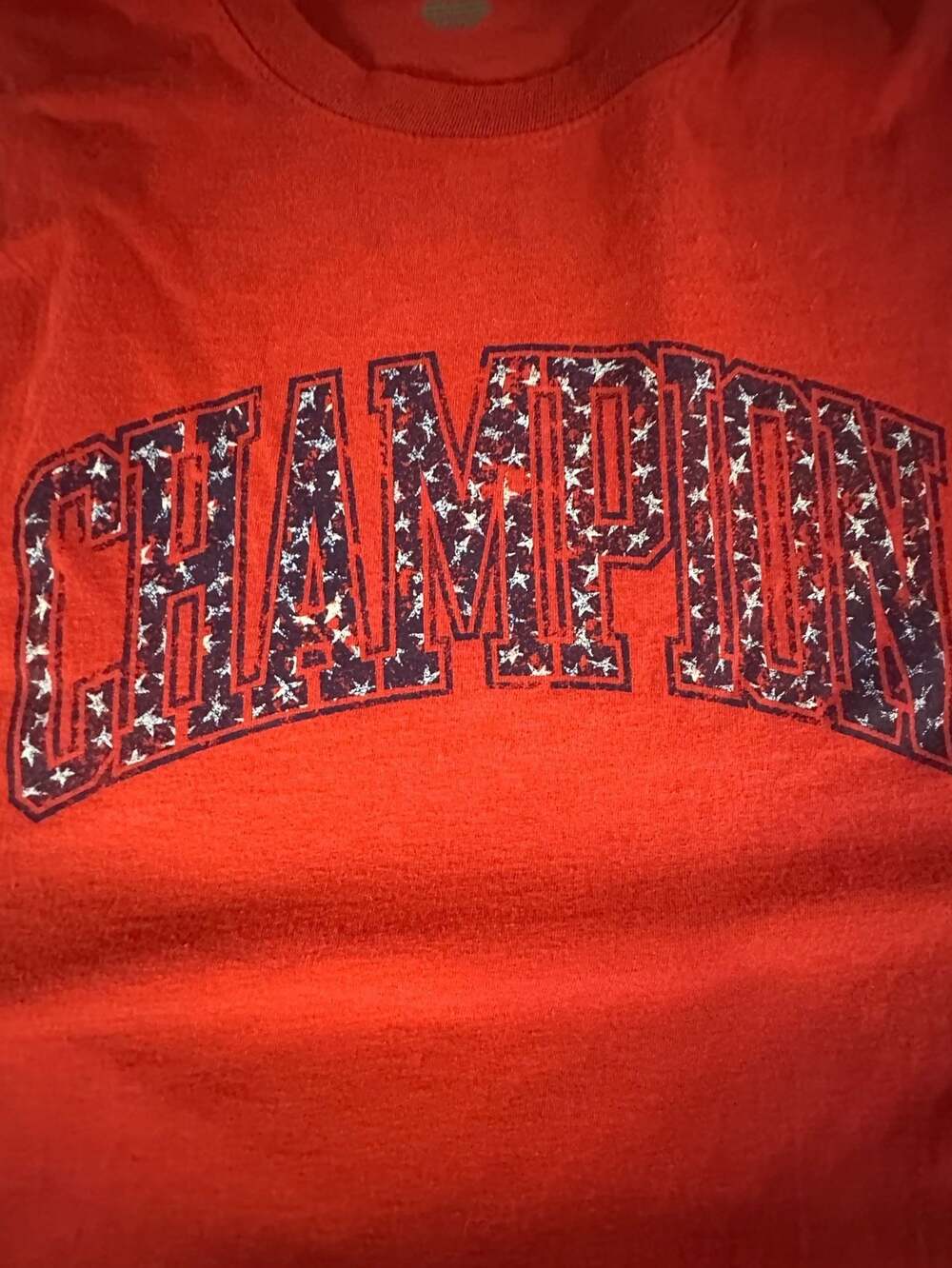 Champion Men's Red T-Shirt with Patriotic Star-Print Graphic Logo